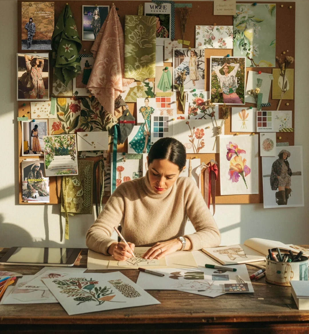 Agustina Sorrentini, founder and creative director of Mila Prints Design, in the studio