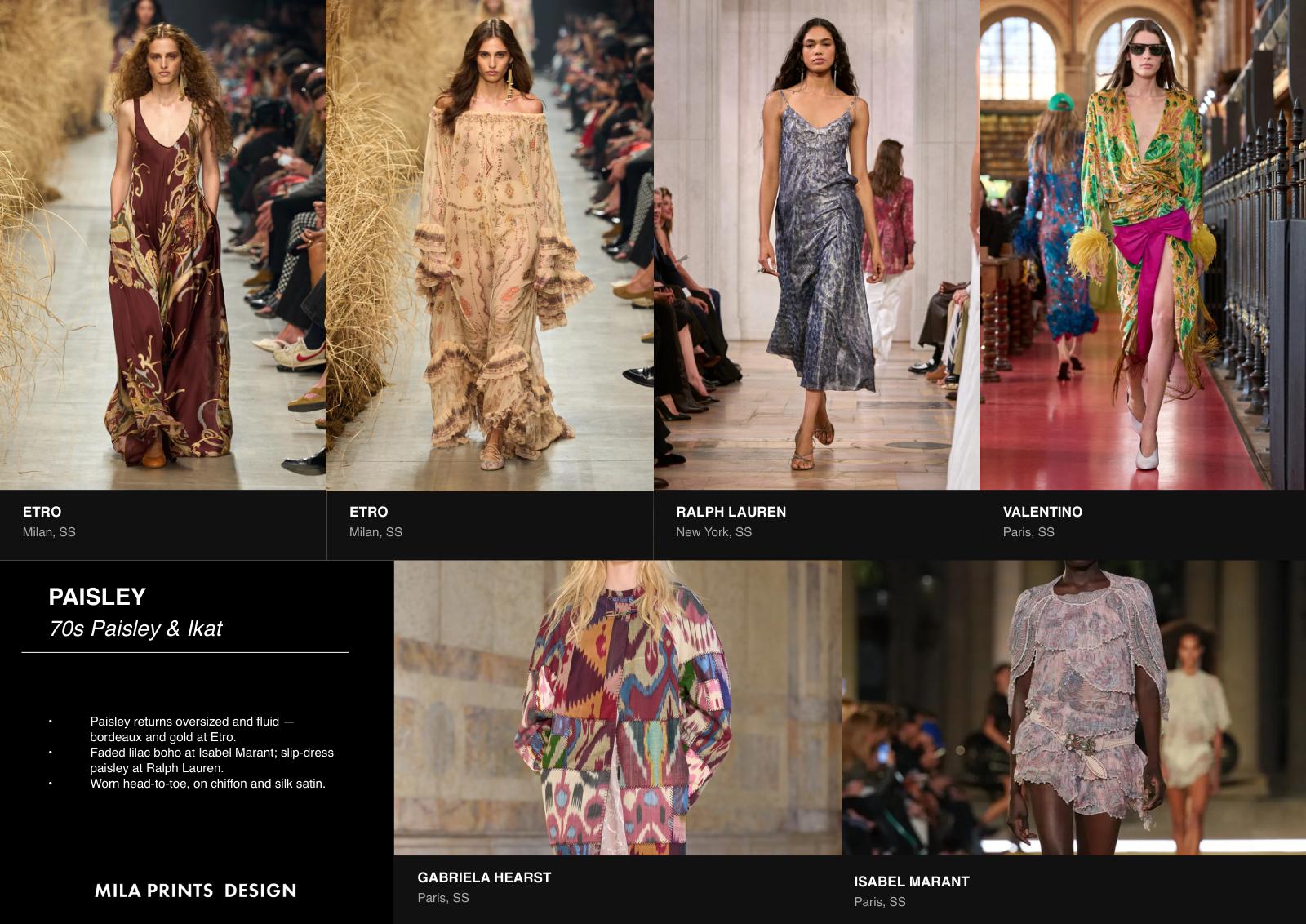 Page from the MPD S/S 27 report: 70s Paisley & Ikat.