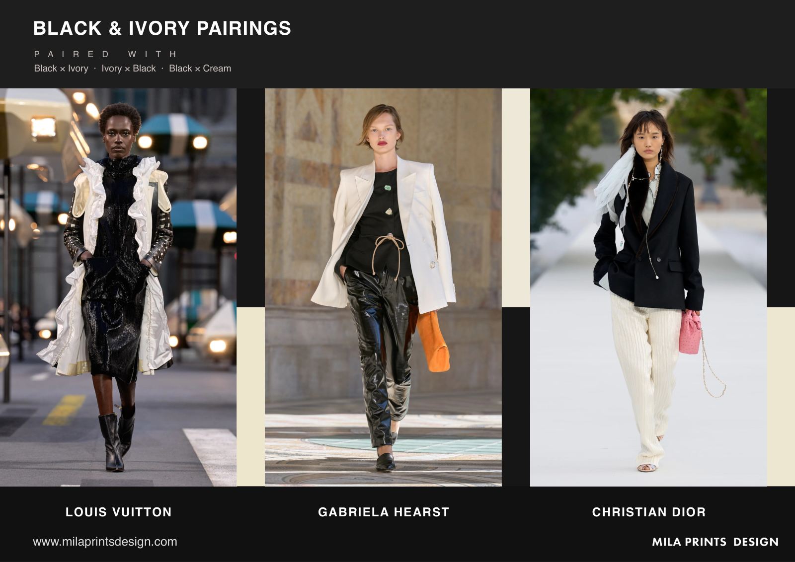 Page from the MPD S/S 27 report: Black & Ivory Pairings.